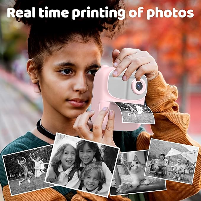 Kids Instant Print Camera 2025, 32GB Memory, Dual Lens with 2.4-Inch Screen and 1080p HD, Nice Gift for Boys and Girls Ages 4-13, Ideal for Toddlers and Teenagers