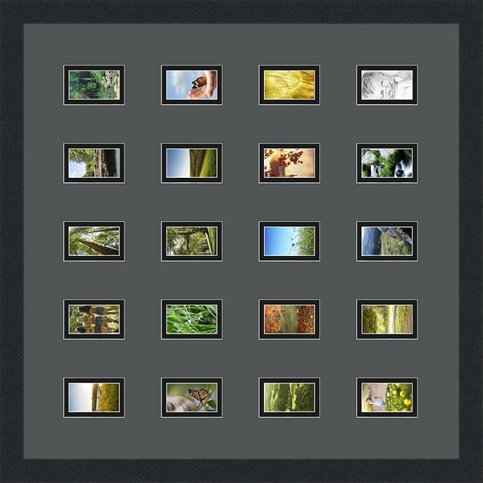 Art to Frames Double-Multimat-398-41/89-FRBW26079 Collage Photo Frame Double Mat with 20 - 2x3 Openings and Satin Black Frame