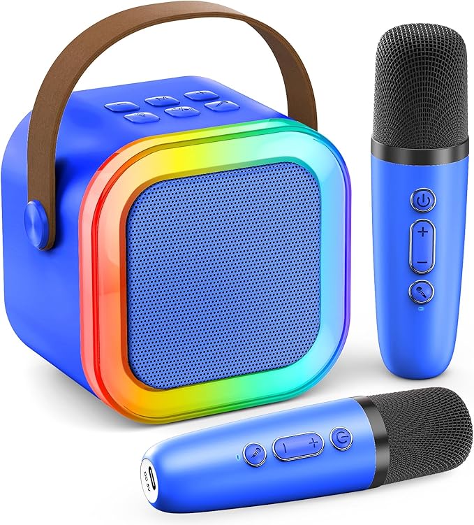 Karaoke Machine for Kids Adults, Portable Bluetooth Speaker with 2 Wireless Karaoke Microphones Player, 2026 TOP Birthday for Girls Boys 3,4,5,6,7,8+Year Old Toddler Kids Toys(Deepblue)