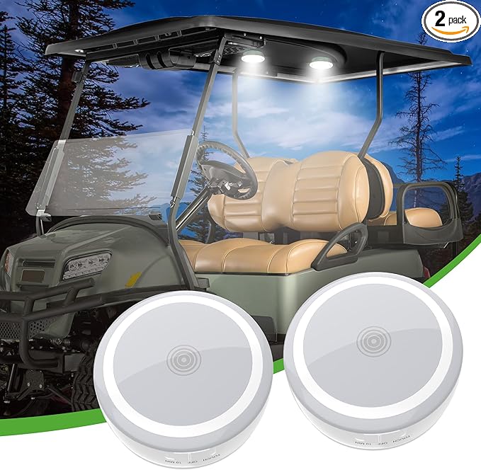 10L0L 2 Pack Universal Golf Cart Dome Light for EZGO Club Car Yamaha UTV, Wireless Lighting USB Rechargeable L E D Touch Car Dome Light Can Stick Anywhere, Great Golf Gifts (White)