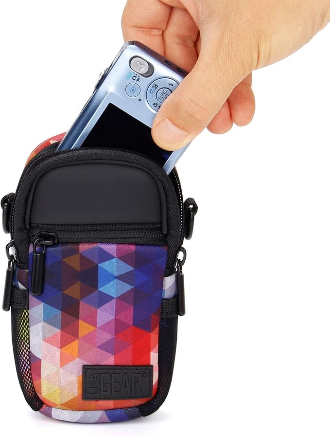USA Gear Compact Camera Case Point & Shoot Camera Bag with Accessory Pockets, Rain Cover & Shoulder Strap Works W/Sony CyberShot, Canon PowerShot ELPH, Nikon COOLPIX, Olympus & More