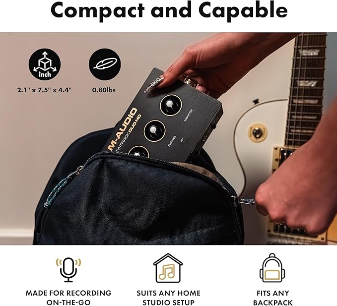 M-AUDIO M-Track Duo HD Audio Interface 24bit 192kHz for Recording, Streaming, Podcasting with USB-C, 2 XLR TRS Inputs, 2 TRS Outputs, Software Suite