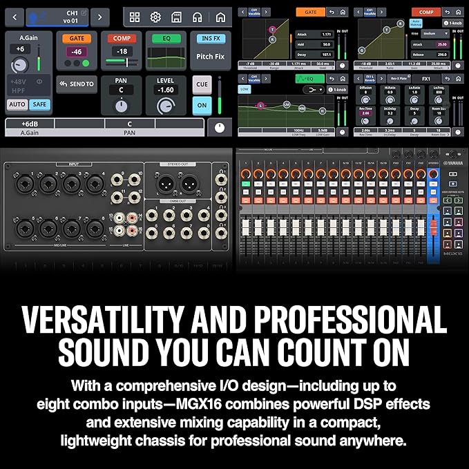 Yamaha MGX16 22ch Digital Mixing Console, Dual USB-C Audio Interface, Includes Cubase Al, WaveLab Cast LE, Basic FX Suite and Steinberg Plus Software Bundle, White MGX16 W