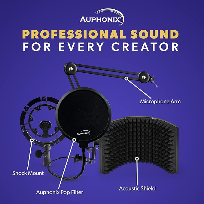 Pro Microphone Shock Mount - Mic Holder Compatible w/Blue Yeti, Snowball & Pro Microphones