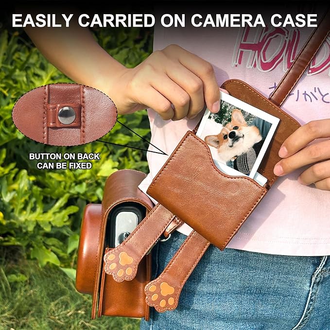 WOGOZAN Square Album for Fujifilm Instax Square/SQ1/SQ40/SQ6/SQ10/SQ20/SP-3 Instant Camera 2.9x3.4 Inch Films for Instax Square Film, SQ Photo Pouch Bag with PU Leather Material (Brown Bear)