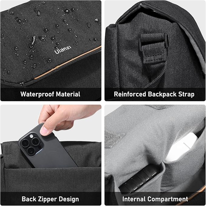 ULANZI Camera Bag, SLR/DSLR Camera Case Professional, Crossbody Photography Small Bag Fashion, Shoulder Bag for Women and Men Compatible for Sony Canon Nikon Mirrorless Camera Lightweight Black