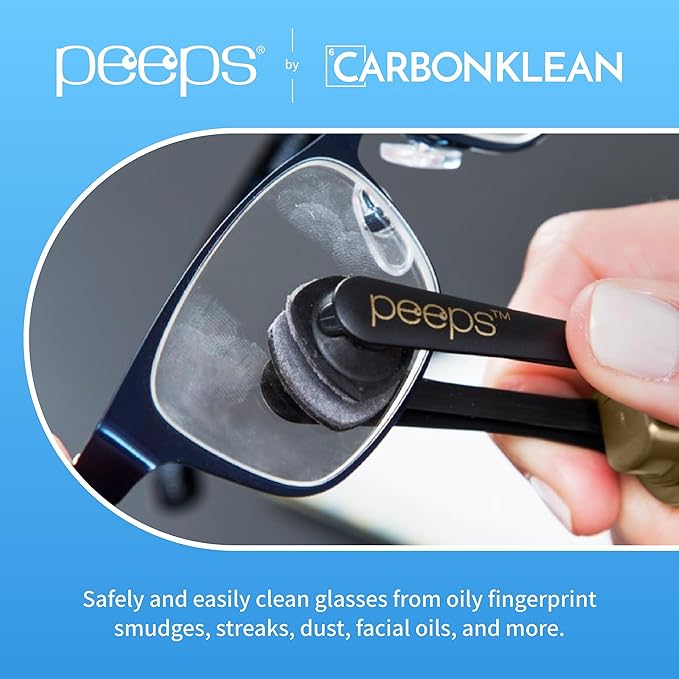 CarbonKlean Peeps Glasses Cleaner - for Eyeglasses, Reading Glasses, and More - Lens Cleaner with Carbon Microfiber Tech - Electroplated Gold - 2 Count