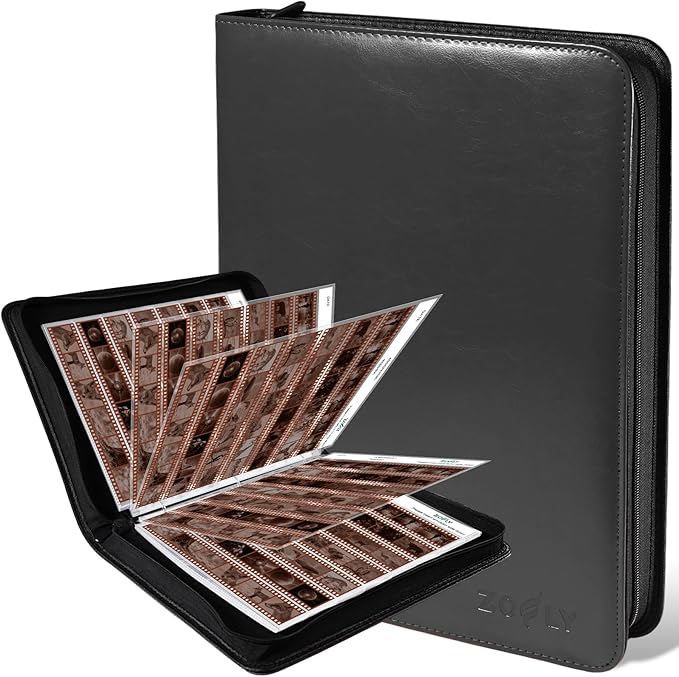 35mm Film Negative Storage Binder Box Kit - 30 Pcs Clear Sleeves, 135 Film Negative Holder for 3 Ring Binder, Acid-Free Protector, Storage Sheets for Film Travel Organization, Holds 1260 Frames, Black