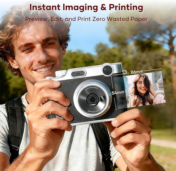 iDPRT Z3 Hanin Instant Film Camera, Full-Color Instant Print Digital Cameras Portable Photo Printer + 10 Instant Film, Gift for Birthday, Christmas, Holiday