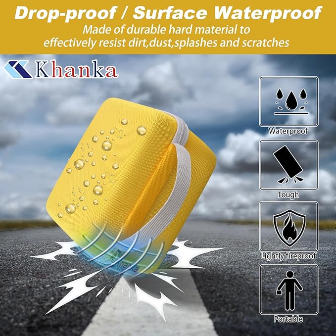 khanka Hard Carrying Case for Polaroid Now 3rd Gen I-Type,Now+ 3rd,Now 2nd,Now+ 2nd Gen,Flip,Originals Now I-Type,Originals Now+,I-2,OneStep+,OneStep 2 Instant Film Camera(Yellow Case)