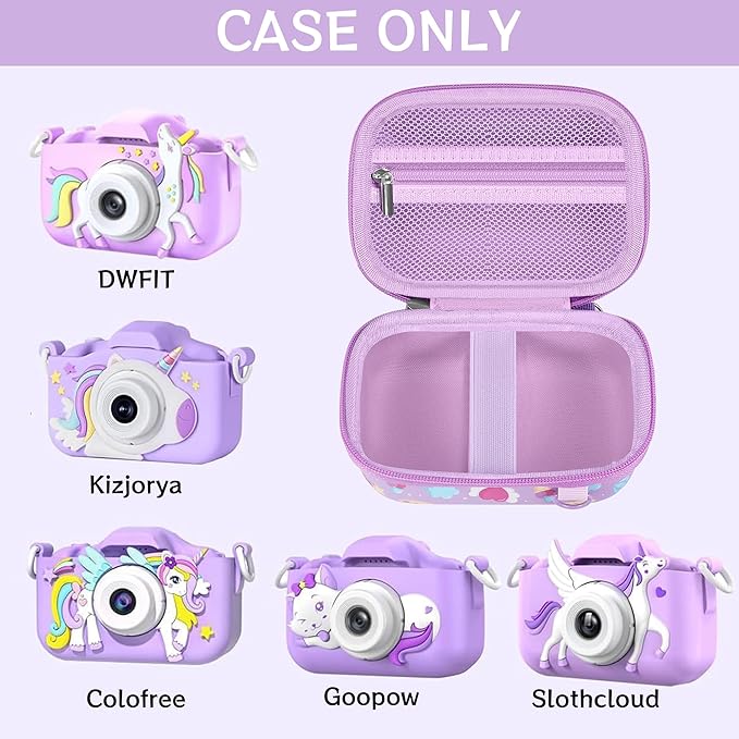 Leayjeen Kids Camera Case Compatible with Goopow/Dwfit/Slothcloud/Colofree/KIZJORYA Kids Camera Toys and Children Digital Video Camera,Best Christmas and birthday gifts-Purple Unicorn(Case Only)