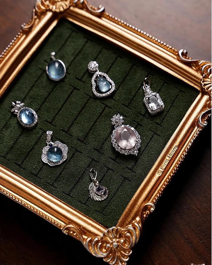 Jewelry Display Stand Vintage Ring Holder Box Earring Tray Retro Picture Frame Style Ring OrganizerJewelry Frame with Velvet