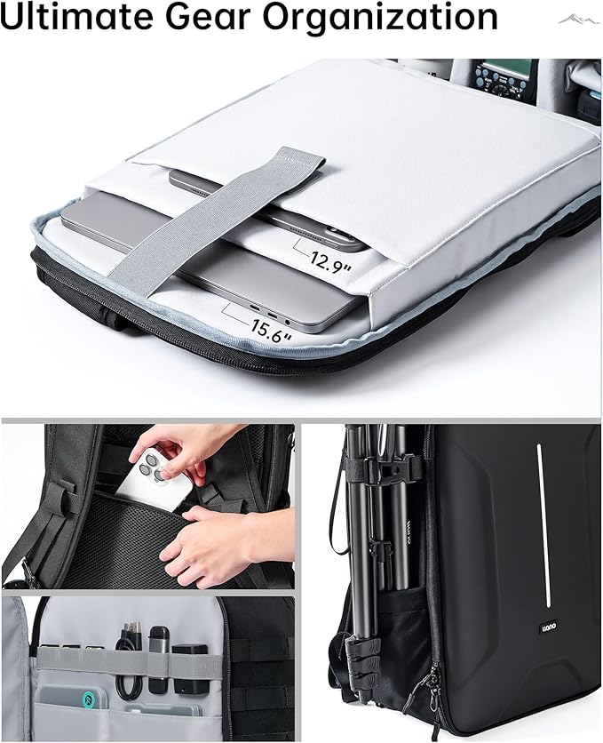 llano 22L Hardshell Camera Backpack, Photography Backpack Hard Shell Camera Bag for DSLR & Mirrorless Camera for Sony Canon Nikon Fujifilm, Travel Backpack with 15.6" Laptop & Drone Compartment, large