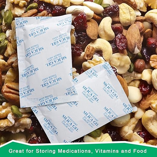 O2frepak 50Gram(20Packets) Food Grade Moisture Absorbers Silica Gel Packs Desiccant for Storage,Food Safe Dessicant Silica Gel Packets for Moisture Storage Control