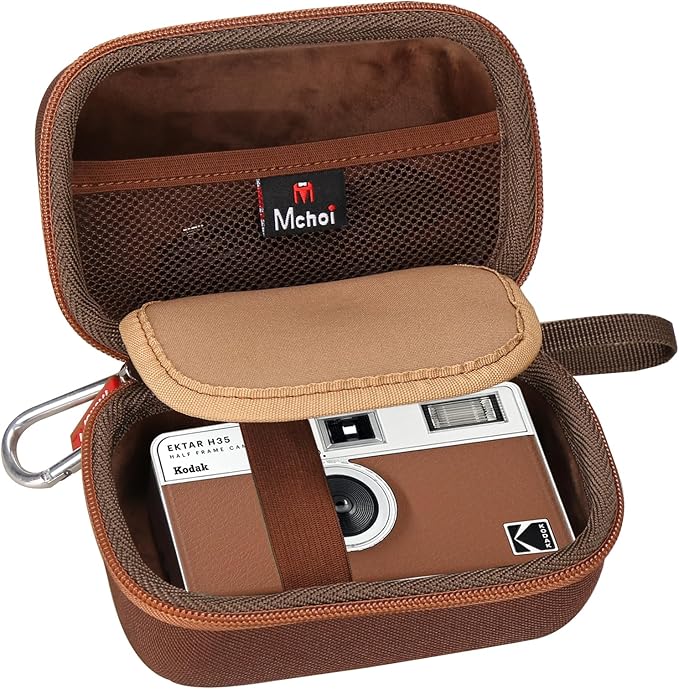 Mchoi Hard Travel Case Suitable for KODAK EKTAR H35 H35N Half Frame Film Camera, Digital Camera Organizer Holders for Kodak Ultra F9 M35 M38 Paper Shoot Camera, 35mm Film Rolls, Case Only (Brown)