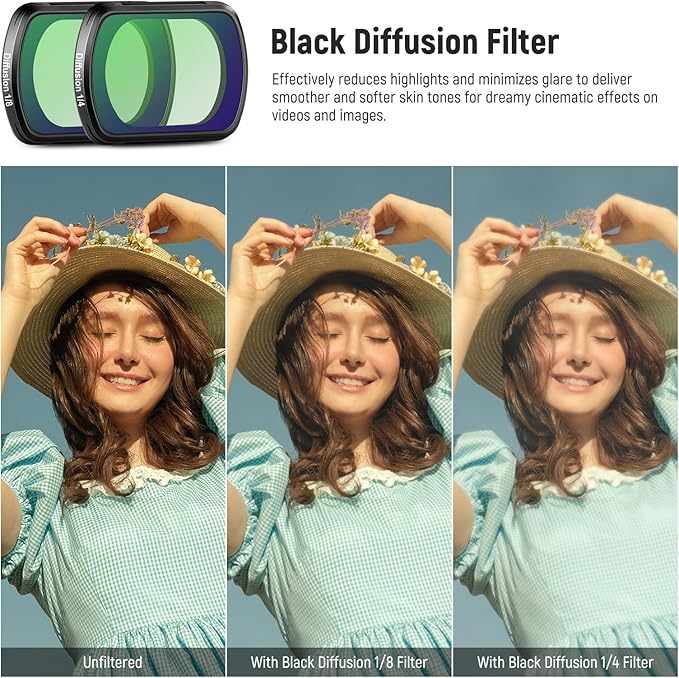 NEEWER 16 Pack Filter Set for Pocket 3, ND8 ND16 ND32 ND64 ND128 ND256 ND1000 ND8/PL ND16/PL ND32/PL ND64/PL Black Diffusion 1/4 1/8 UV Light Pollution CPL Compatible with DJI Osmo Pocket 3, FL-B06