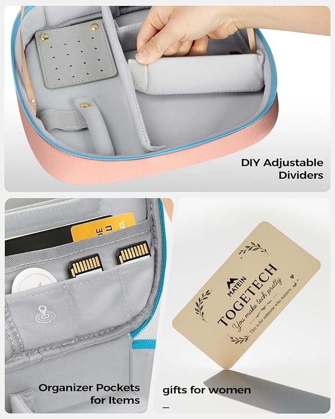 MATEIN Valentines Day Gifts for Couples, Mr and Mrs Gifts, Electronics Organizer Travel Case, 2-Pack Couple Cord Organizer Bag 2-in-1 Cable Storage Bag for Tech Accessories and Makeup