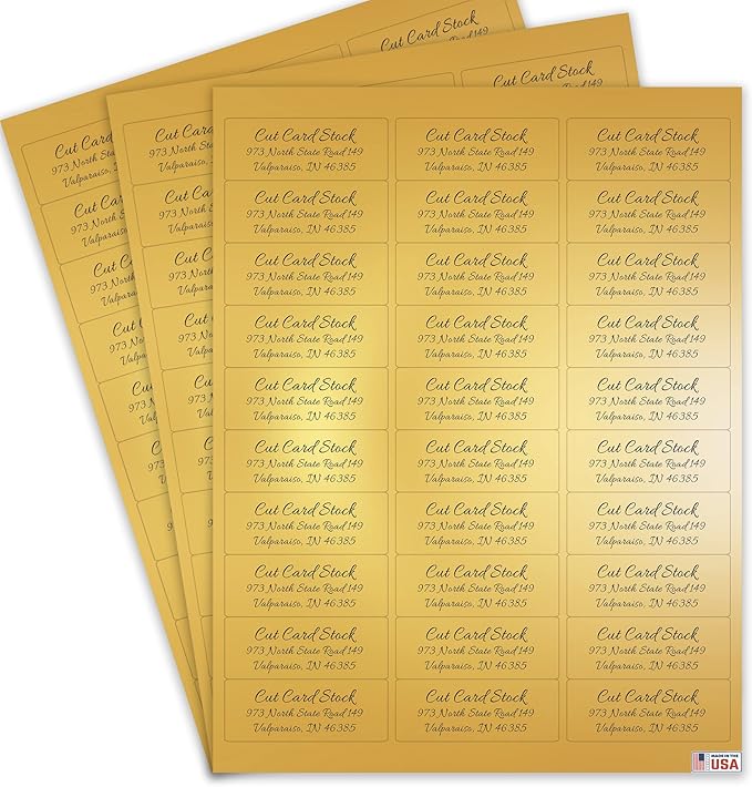 Personalized Return Address Labels - Simple Unique Design - Available in White, Clear, Kraft, Gold, or Silver Labels -120 Labels - 120 Envelope Seals Included - Made in The U.S.A. (Gold)