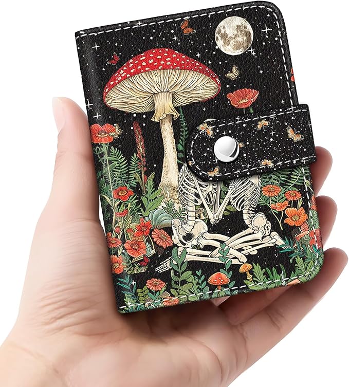 Lebrocoli Skul Lover Mushroom Small Photos Album for 2x3 Inch Films, 56 Pockets Mini Cute Albums Book for Polaroid Fujifilm Instax Mini Instant Camera Printer, Kpop Photocard Pictures Binders Holders