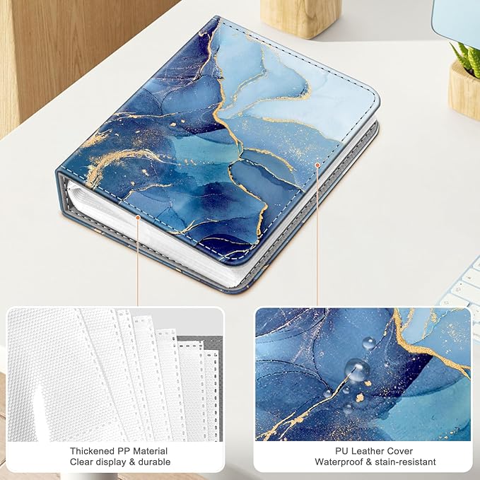 Fintie Instax Mini Photo Album Book for 2x3 Inch Films - 256 Pockets Small Albums for Fujifilm Instax Mini 12/11/99/40/EVO/SE/7+/LiPlay Instant Camera, Polaroid Pictures, Ocean Marble