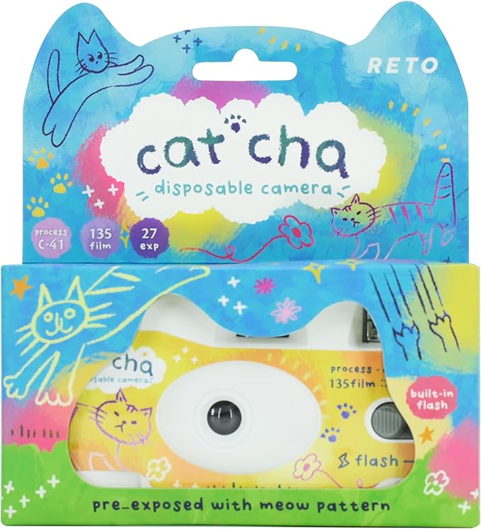 Retocolor Cat'cha 35mm Disposable Film Camera 27EXP, ISO400, Color Negative Film, Focus Free, Easy to Use, Built in Flash, Single Use (Film and Battery Included) (CAT'CHA)