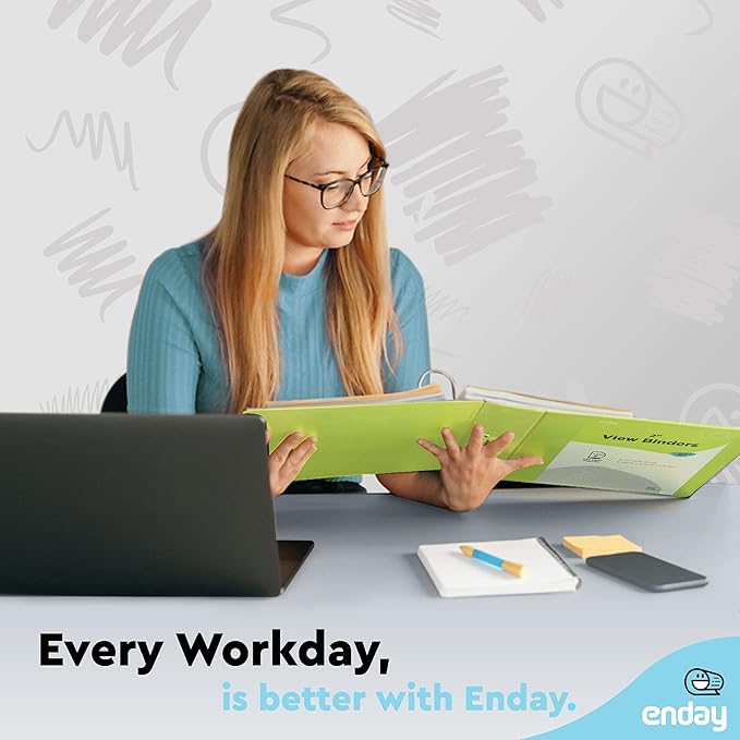 Enday 2 inch 3 Ring Binder (12 Pack - Assorted Colors) Binder 2 inch with Clear View Cover and 2 Inside Pocket - for Letter Size 8.5 x 11'' Paper, Ideal for School Supplies, Office, and Home