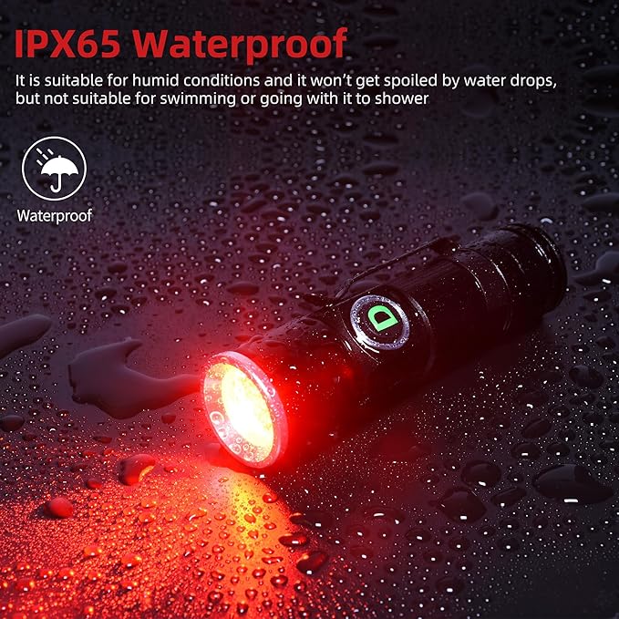 DARKDAWN Redlight Flashlight Rechargeable USB, LED Mini Red Light Flashlights Focus Adjustable, Flash Light Portable with Pocket Clip for Fishing, Beekeeping, Hunting, Night Astrophotography