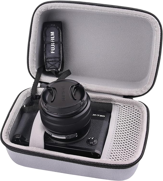JINMEI Hard EVA Carrying Case Compatible with Compatible with Fujifilm X-T50,X-T5,X-T30 II, X-T30, X-T10, X-T20 Mirrorless Digital Camera storage box(Fits 15-45mm Lenses) (grey)