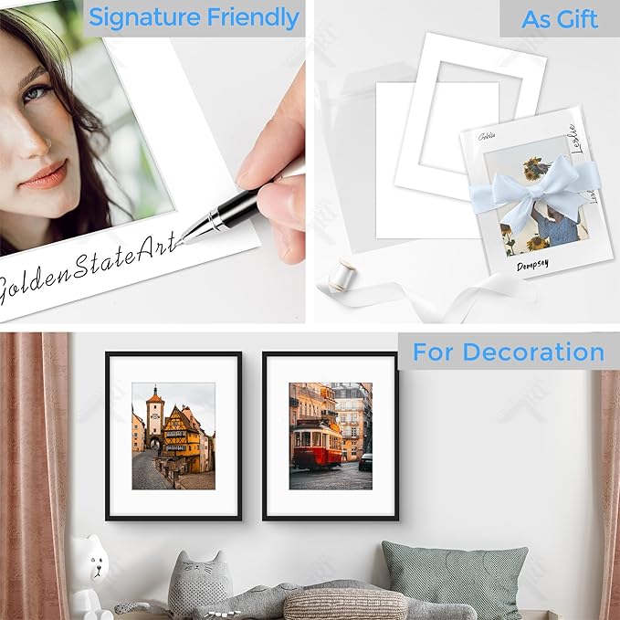 Golden State Art, Acid Free, Pack of 25, 16x20 White Picture Mats Mattes with White Core Bevel Cut for 11x14 Photo + Backing + Bags