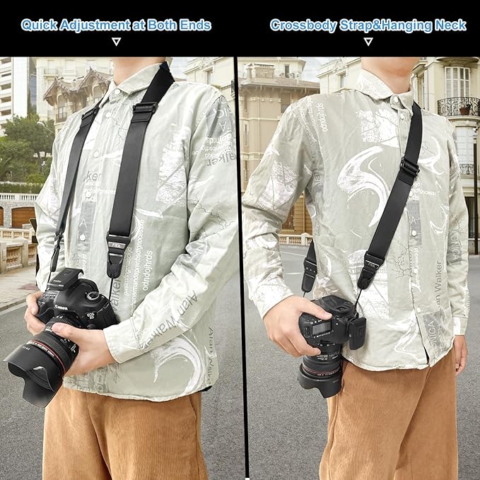 FIEIL Camera Strap with Quick Release Plate, Universal Camera Strap with Quick Release and Connection, Smooth and sturdy, Equipped with Comfortable Silicone Shoulder Pad, Strap Width 1.5''(3.8cm)