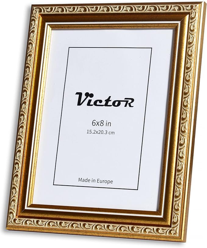 VictoR Picture Frame Chagall 6x8 Gold - Vintage Picture Frames with Shutterproof Acrylic Glass - 6 x 8 Photo Frame - Gold Picture Frames - Antique
