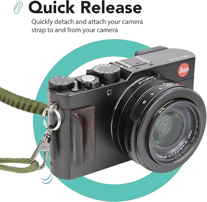 Foto&Tech Small Quick Release Adapter Clip for Camera with Round Lugs for Camera Strap, 33lb Breaking Force (10 Set, Gray)