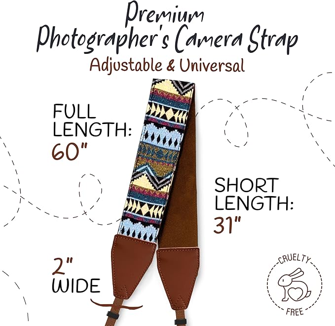 Art Tribute Camera Strap for All DSLR and Mirrorless Cameras. Add Your Name Or Initials Make It a Personalized Gift