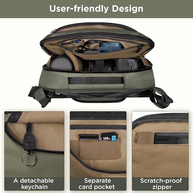 TAAOKA Camera Sling Bag,Travel Waterproof Camera Case with Tripod Holder,Lightweight DSLR/SLR/Mirrorless Small Camera Bags Crossbody for photographers (Dark Green)