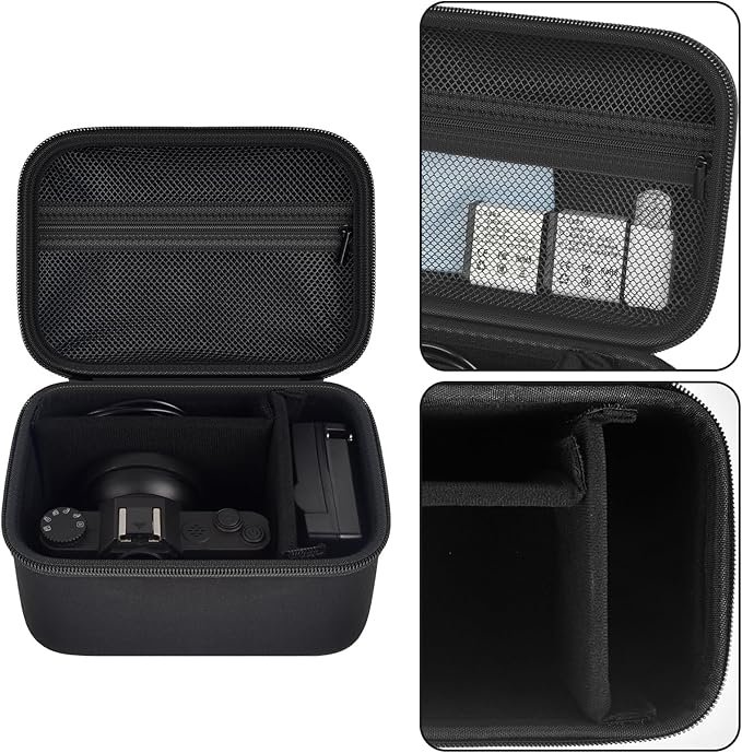Large 4K Vlogging Camera Case for Duluvulu, for Lecnippy, for VJIANGER, for Zostuic, for ROQIOO & More -Shockproof Storage for Cameras & Accessories - Ideal for Travel & Outdoor - Jet Black