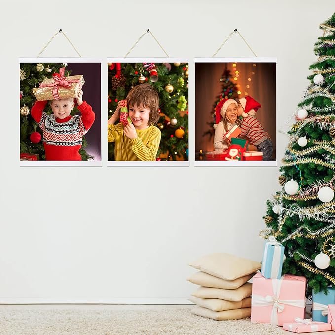 YK artwood 3 Pack Magnetic Poster Hanger Frame 12 Inch White, 12x18 12x16 12x24 Poster Frame Wood Magnet Frames Hangers for Photos, Pictures, Prints, Maps, Canvas Artwork,Diamond Art Painting