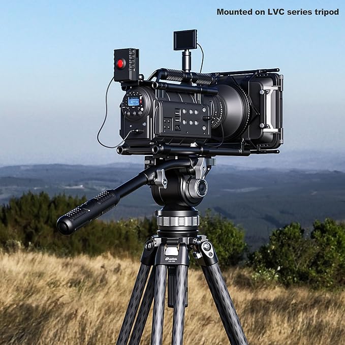 Leofoto Heavy Duty Tripod Fluid Video Head with Flat Base and Adjustable Handle, Tripod Fluid Head Pan Tilt Head with Arca Plate and Quick Release Plate for Video Camera, Max Load 22lbs (BV-15L)
