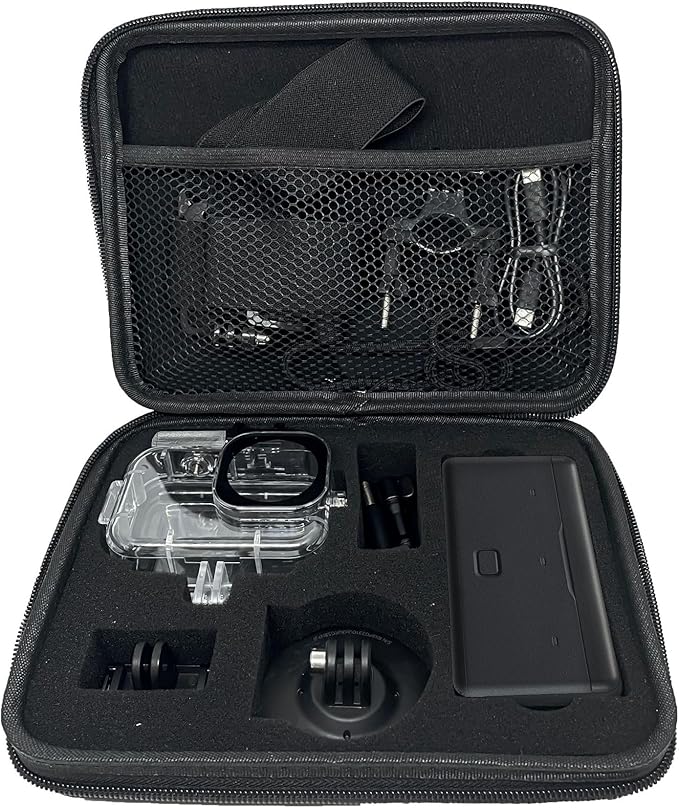 Large Capacity Nylon Vlog Storage Bag for DJI OSMO Action 6 Camera,Charging Compartment,Battery and Expansion Parts Shock-absorbing Anti-scratches Protective Carrying Case with Velvet+Foam Lining