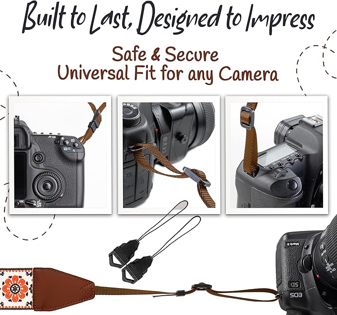 Art Tribute Camera Strap for All DSLR and Mirrorless Cameras. Add Your Name Or Initials Make It a Personalized Gift