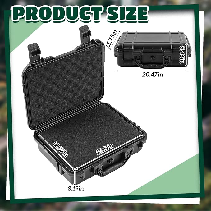 Relaxweex 1 Pcs 20.5 x 15.8 x 8.5 Inch Waterproof Hard Case with DIY Customizable Foam Insert Portable Protective Case with Knife for Camera Drones Equipments Tools Test Instruments (Black)