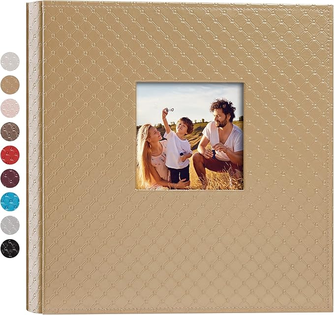 Mublalbum Leather Photo Album 4x6 600 Photos Large Capacity Picture Book with Horizontal and Vertical Pockets for Baby Wedding Anniversary and Family (Gold)