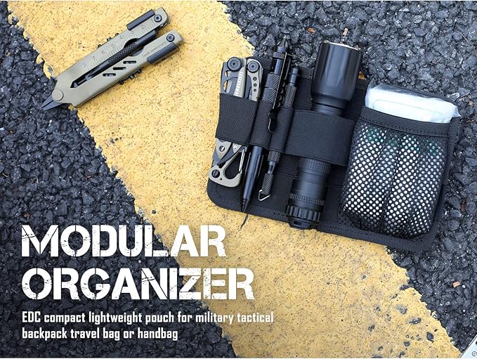 LIVANS Tactical Bag Insert Panel Organizer, Utility Admin Panel Hook and Loop Modular Organizer with Hook Fasteners for Packs Backpack or Messenger Bags