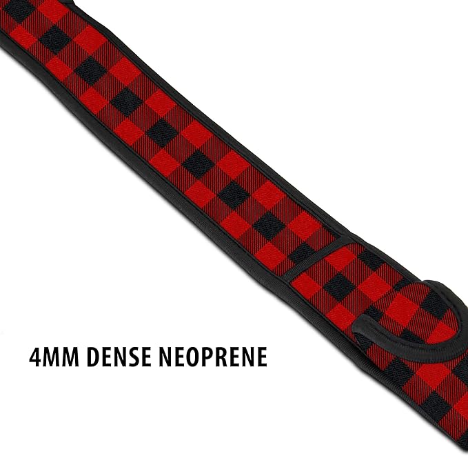 USA Gear TrueSHOT Camera Strap Neoprene Camera Straps - Padded Neck Strap, Pockets, and Quick Release Buckles - Compatible with Canon, Nikon, Sony and More DSLR and Mirrorless Cameras (Red Plaid)