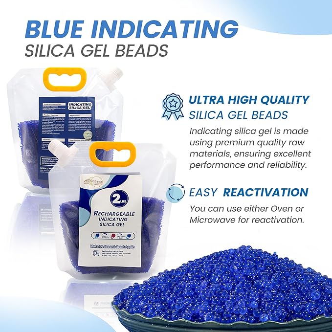 Premium Blue to Pink 3mm Silica Beads, Reusable Desiccant Bulk for 3D Filament, Electronics, Cameras, Jewelry, and Safes (Blue to Pink, 2 LBS)