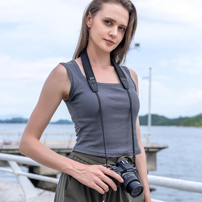 JJC Neck Strap for Canon EOS R50V R50 R100 M50 Mark II Nikon Sony Fujifilm Mirrorless Cameras, 23.6-43.3" Adjustable Camera Shoulder Sling Strap with Soft Neoprene Non-slip Padded