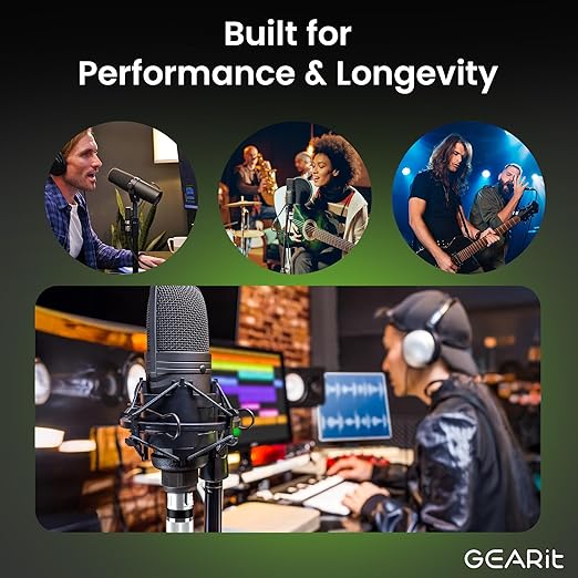 GEARit XLR Male to Female Microphone Cable (1 Feet, 10 Pack) 3-Pin Balanced Shielded Mixer, Recording Studio, Podcast - Multi Colored