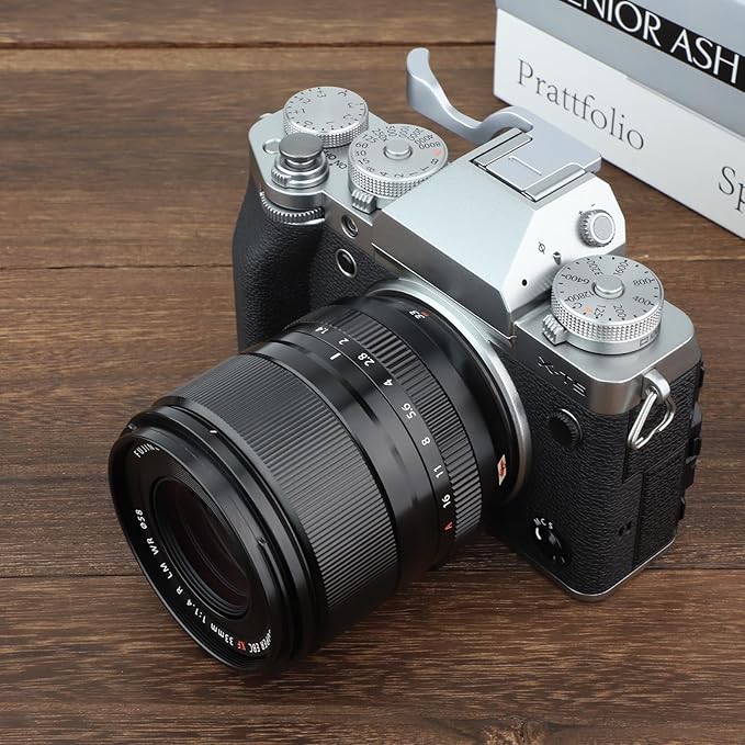 Haoge THB-XT5S Hand Grip Metal Hot Shoe Thumb Up Rest for Fujifilm Fuji X-T5 Camera Foregrip Silver