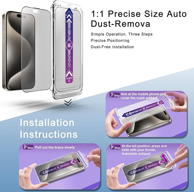 SHANG PIN JIA 2 Pack Matte Screen Protector for iPhone 16 Pro Max 6.9-Inch Auto Dust Removal, No Bubbles, Tempered Glass Film, Easy Installation