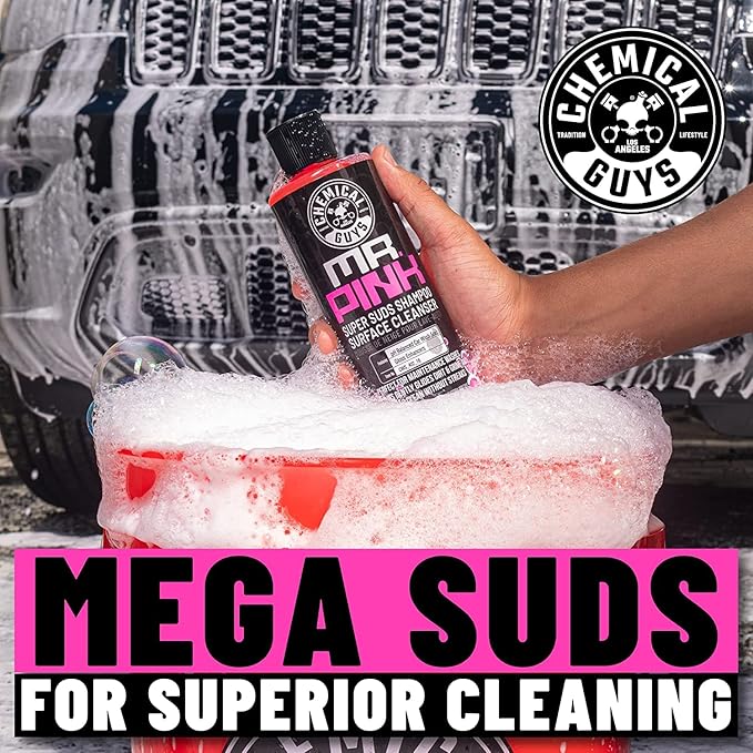 Chemical Guys HOL169 16-Piece Arsenal Builder Carwash Kit, Foam Cannon, Bucket (6) 16 oz Car Care Cleaning Chemicals (Works w/Pressure Washers) with Mr. Pink Foaming Carwash Soap, 64 oz, Candy Scent