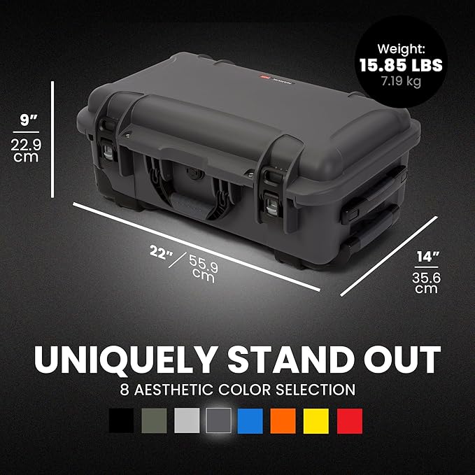 NANUK 935 Hard Case – Waterproof Equipment Case with Wheels, 22” x 14” x 9” – Dustproof and Impact Resistant, Airline Carry-On Approved – Graphite